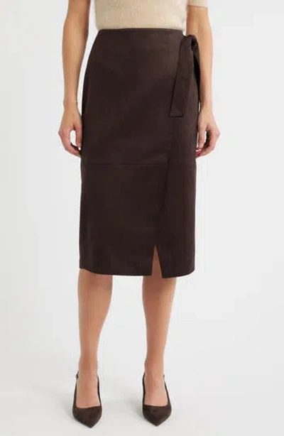 Elie Tahari The Danica Faux Wrap Faux Suede Skirt