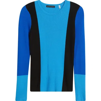 Elie Tahari The Delia Colorblock Rib Sweater In Black