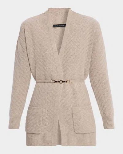 Elie Tahari The Diane Belted Cashmere Cardigan In Nude