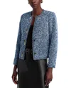 Elie Tahari The Dionne Chain-button Tweed Jacket In Cremona Blue Tweed