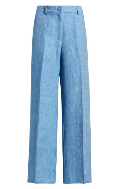 Elie Tahari The Edna Linen Pants In Blue