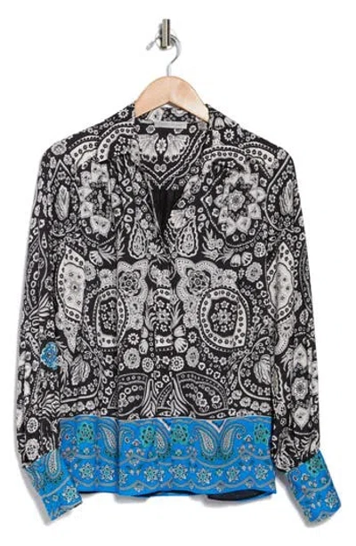 Elie Tahari The Elian Floral Button-up Blouse In Black