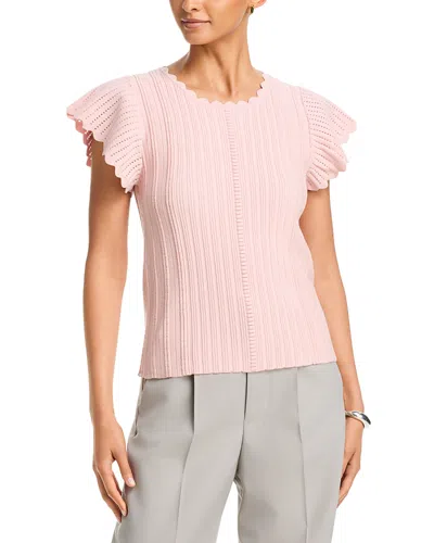 Elie Tahari The Eliana Flutter Sleeve Sweater In Pink