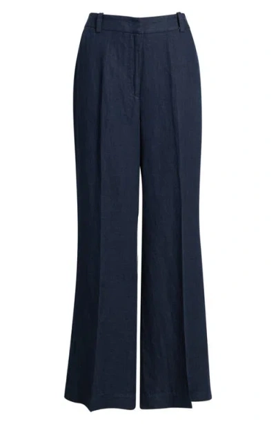 Elie Tahari The Ellie Linen Wide Leg Pants In Black