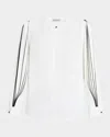 Elie Tahari The Landon Pleated Sleeve Button-up Shirt In Sky White With Noir