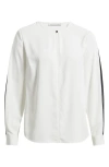 Elie Tahari The Landon Pleated Sleeve Button-up Shirt In Sky White/noir