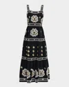 Elie Tahari The Ellisah Embroidered Linen Maxi Dress In Black