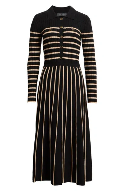Elie Tahari The Elodie Long Sleeve Rib Maxi Dress In Black