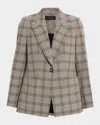 Elie Tahari The Elodie Plaid Single-breasted Blazer In Gray
