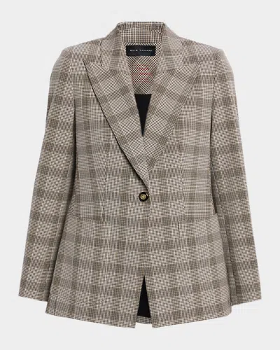 Elie Tahari The Elodie Plaid Single-breasted Blazer In Gray