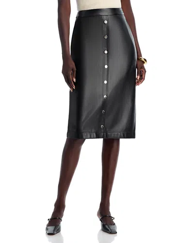 Elie Tahari The Emberly Faux Leather Midi Skirt In Black