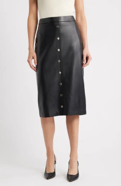 ELIE TAHARI ELIE TAHARI THE EMBERLY FAUX LEATHER MIDI SKIRT