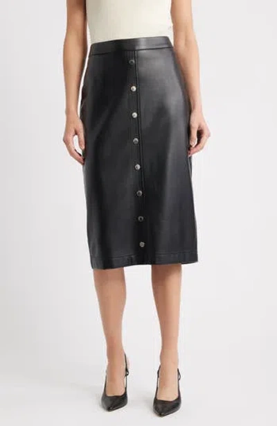Elie Tahari The Emberly Faux Leather Midi Skirt In Noir