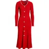 Elie Tahari The Emmie Rhinestone Detail Long Sleeve Knit Dress In Red
