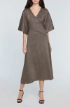 Elie Tahari The Everly Lurex Wide-sleeve Midi Sweater Dress In Noir With Gold Lurex