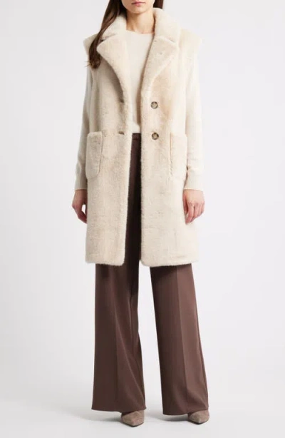 Elie Tahari The Fallon Faux Fur Longline Vest In Neutral