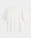 Elie Tahari The Felicity Crewneck Lace-sleeve Sweater In Sky White