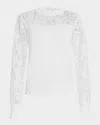Elie Tahari The Felicity Crochet Lace Sweater In Sky White