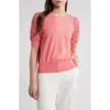 Elie Tahari The Felicity Eyelet Embroidery Sleeve Sweater In Coral Rose