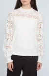 Elie Tahari The Felicity Crochet Lace Sweater In Sky White