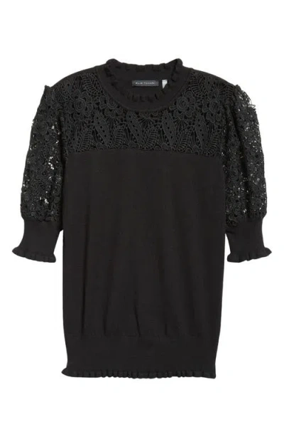 Elie Tahari The Felicity Lace Panel Sweater In Black