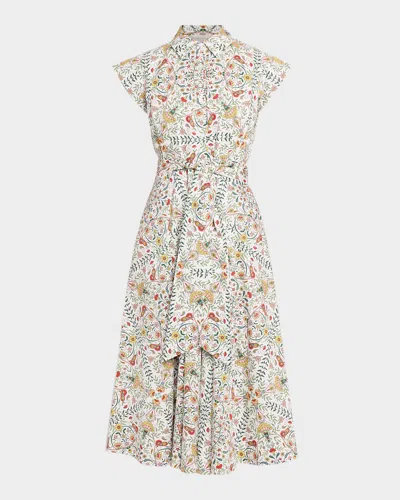 Elie Tahari The Fran Folk Collared Cotton Dress In Multi