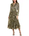 Elie Tahari The Francesca Silk-blend Midi Dress In Multi