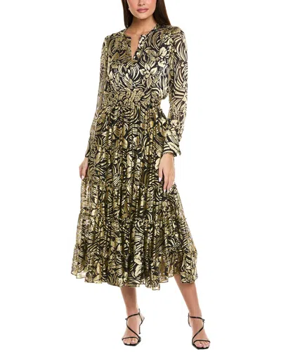 Elie Tahari The Francesca Silk-blend Midi Dress In Multi