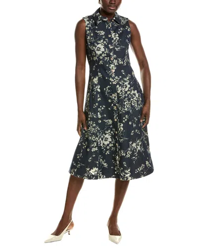 Elie Tahari The Gabby Sleeveless Floral Denim Midi Dress In Multi