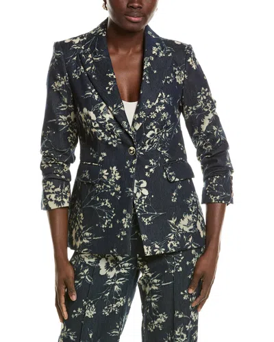 Elie Tahari The Gabby Denim Burnout Jacket In Animal Print