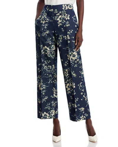 Elie Tahari The Gabby Denim Burnout Pants In Blue
