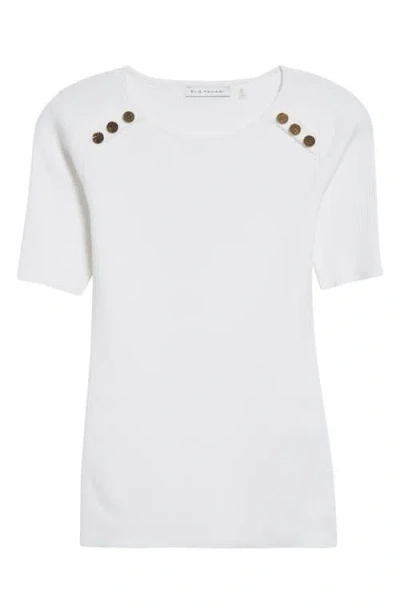 Elie Tahari The Gemma Button Shoulder Rib Sweater In Sky White