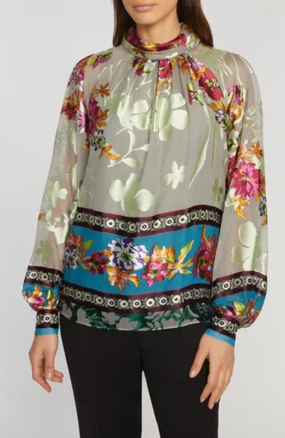 Elie Tahari The Geneva Satin Top In Autumn Burnout