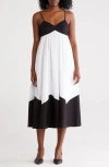 Elie Tahari The Grace Colorblock Babydoll Maxi Dress In Black