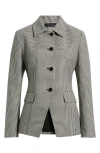 Elie Tahari The Greta Check Wool Blend Jacket In Black