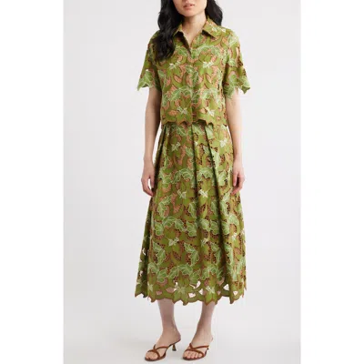 Elie Tahari The Hailey Lace Button-up Shirt In Multi