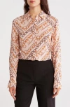 Elie Tahari The Haven Gilded Chain Print Button-up Shirt In Pink