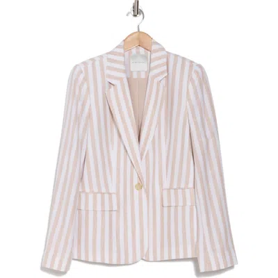 Elie Tahari The Helena Striped Blazer Jacket In Beige