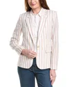 Elie Tahari The Helena Striped Blazer Jacket In Beige