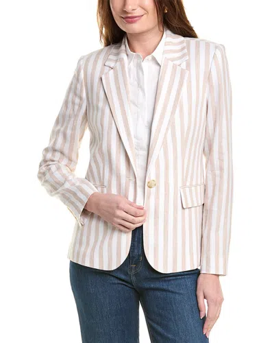 Elie Tahari The Helena Striped Linen-blend Blazer In Pink