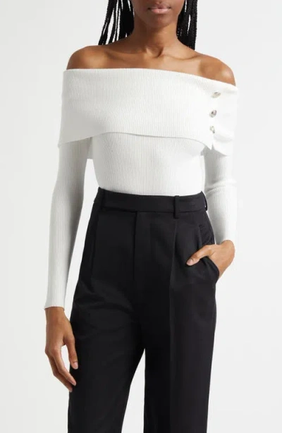 Elie Tahari The Imani Off The Shoulder Rib Sweater In Sky White