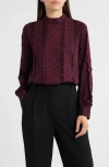Elie Tahari The Indie Lace Stretch Silk Top In Burgundy