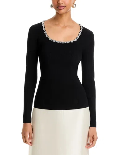 Elie Tahari The Isabel Crystal Sweater In Black