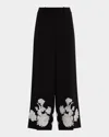 Elie Tahari The Isla Embroidered Wide-leg Pants In Black