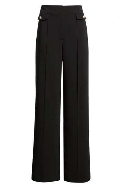 Elie Tahari The Isla Seamed High Waist Straight Leg Pants In Noir