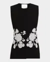 Elie Tahari The Isla Sleeveless Floral-embroidered Jacket In Black