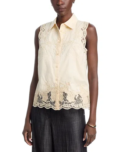Elie Tahari The Ivy Lace Blouse In Gold