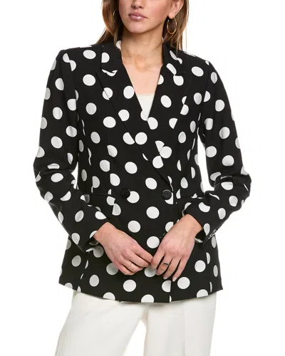 Elie Tahari The Jace Jacquard Linen-blend Blazer In Black