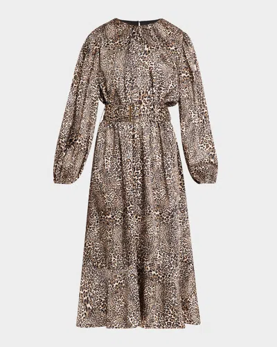 Elie Tahari The Jada Belted Animal-print Midi Dress In Mythical Leopard Print