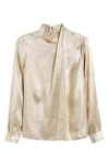 Elie Tahari The Jaden Metallic Silk Blend Top In Neutral